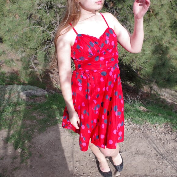 Red H.M Summer Dress U.S 6 - Picture 3 of 11